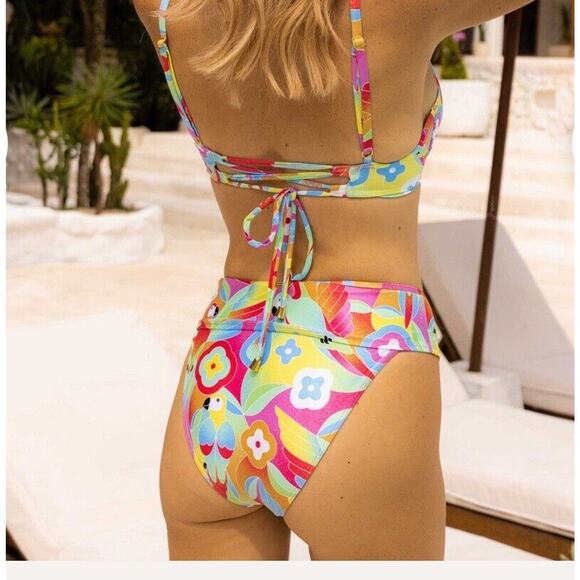 Kenny Flowers Swim Bikini Bottom High Waist Carribean Print Swimwear - Picture 10 of 11